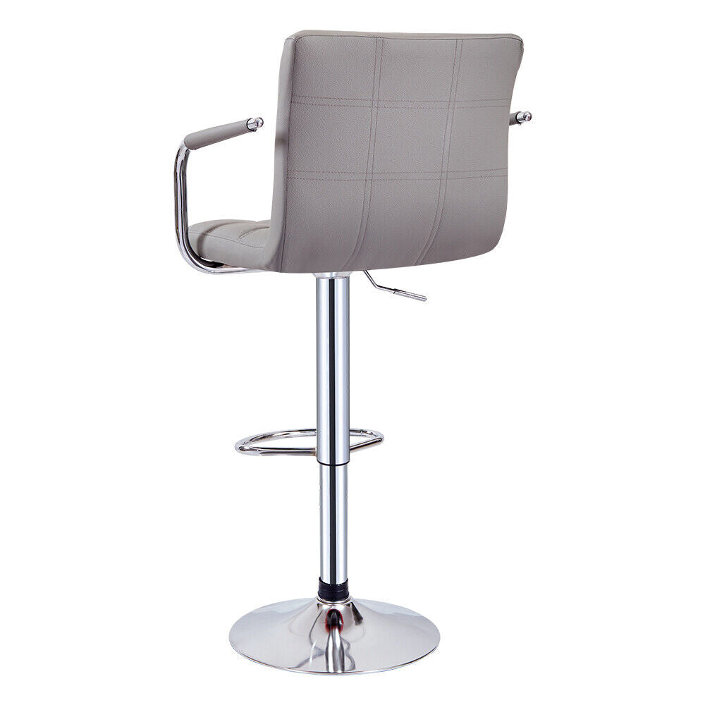 Bar Stools Set of 2 PU Leather Swivel Height Adjustable Bar Chairs With Backrest