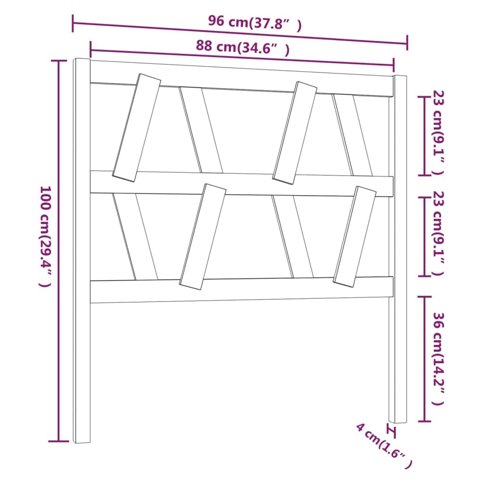 Homgoday Bed Headboard Black 96x4x100 Solid Wood Pine, Bed Backboard, Bed G0S1