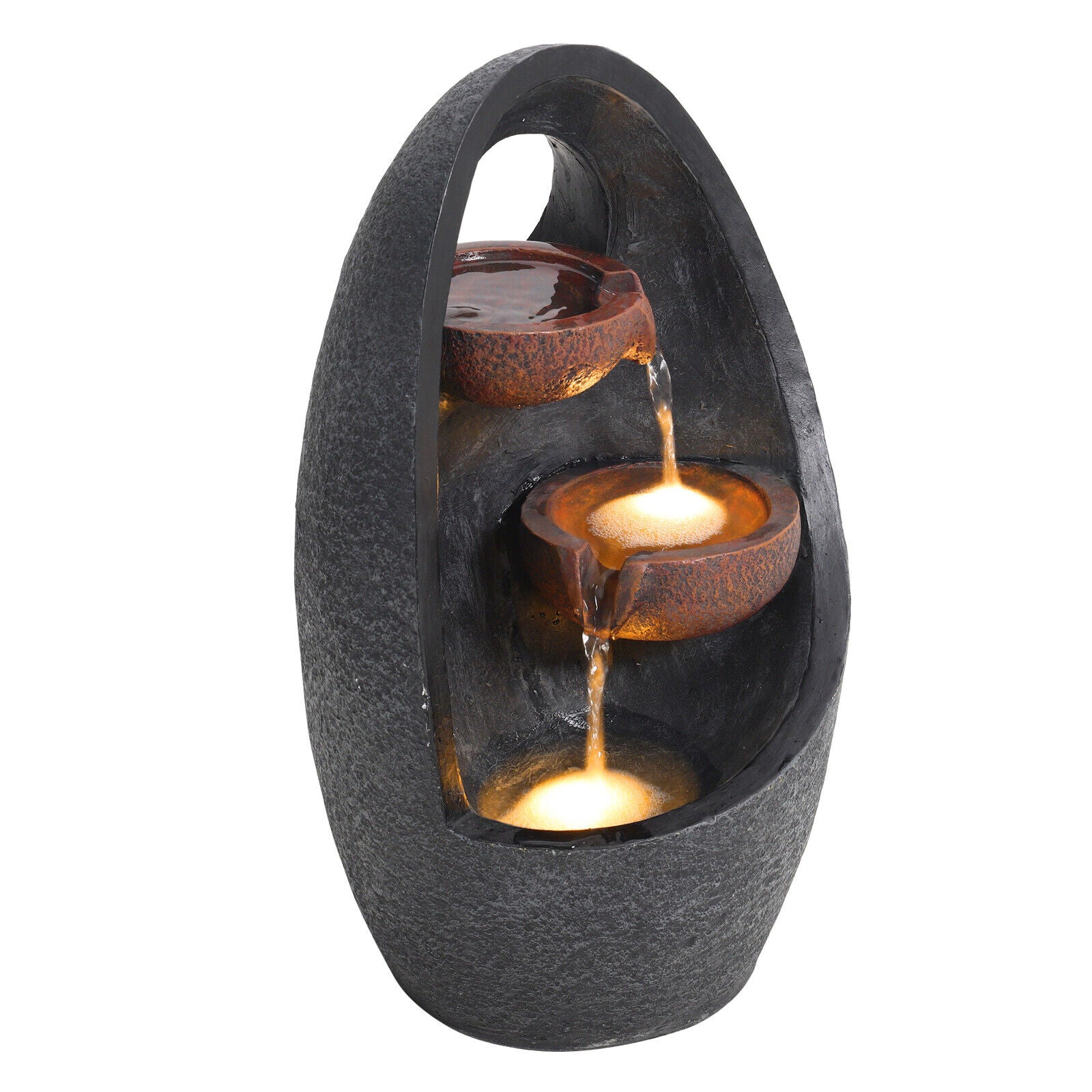 Garden Water Feature Fountain LED Lights Indoor Outdoor Statue Electric Powered