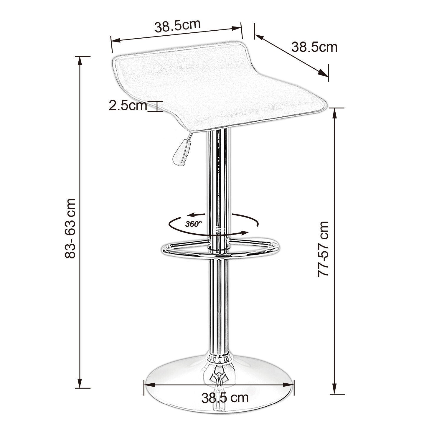 Bar Stools × 2 Padded Seat Faux Leather Swivel Home Kitchen Breakfast Muti Types