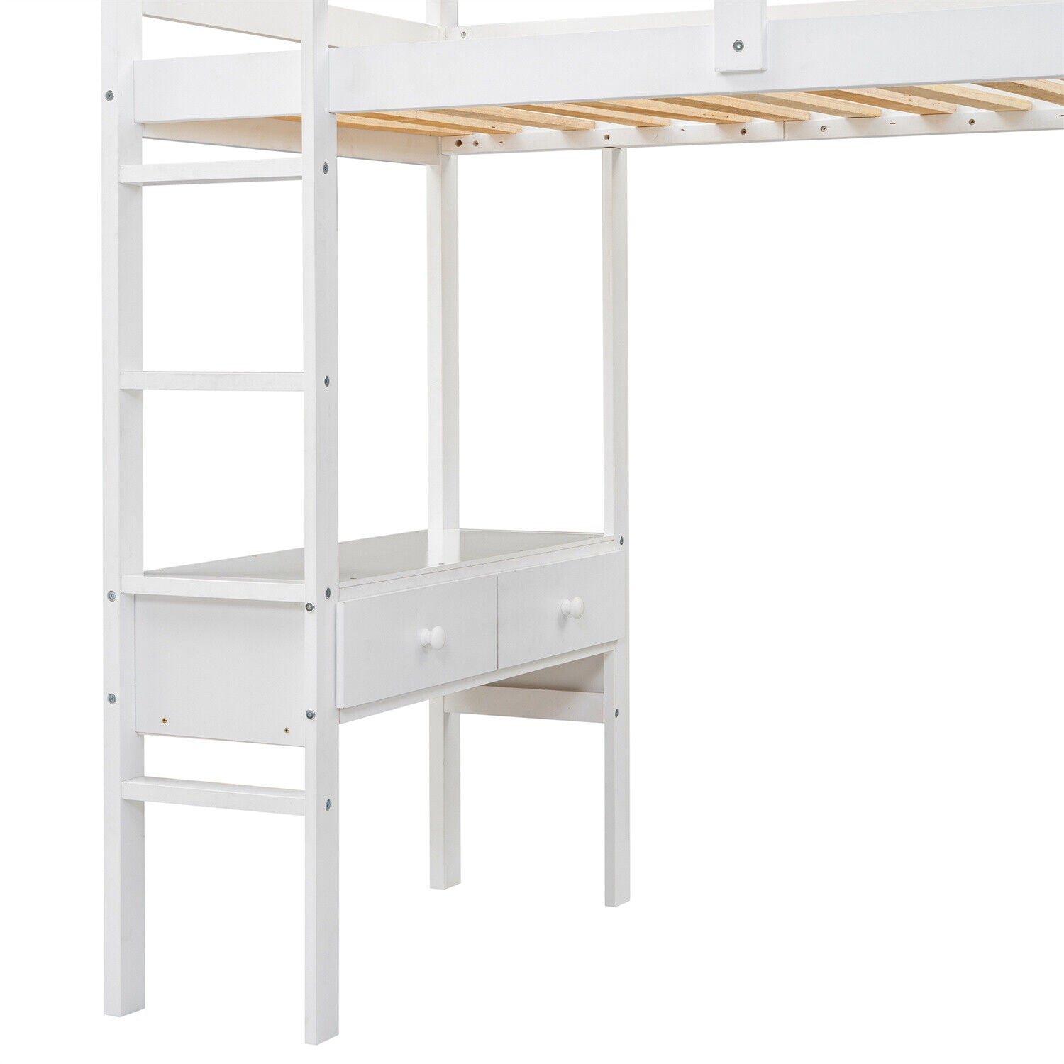 High Sleeper Bunk Bed Loft Bed with Desk & Drawers Storage Compartments for Kids