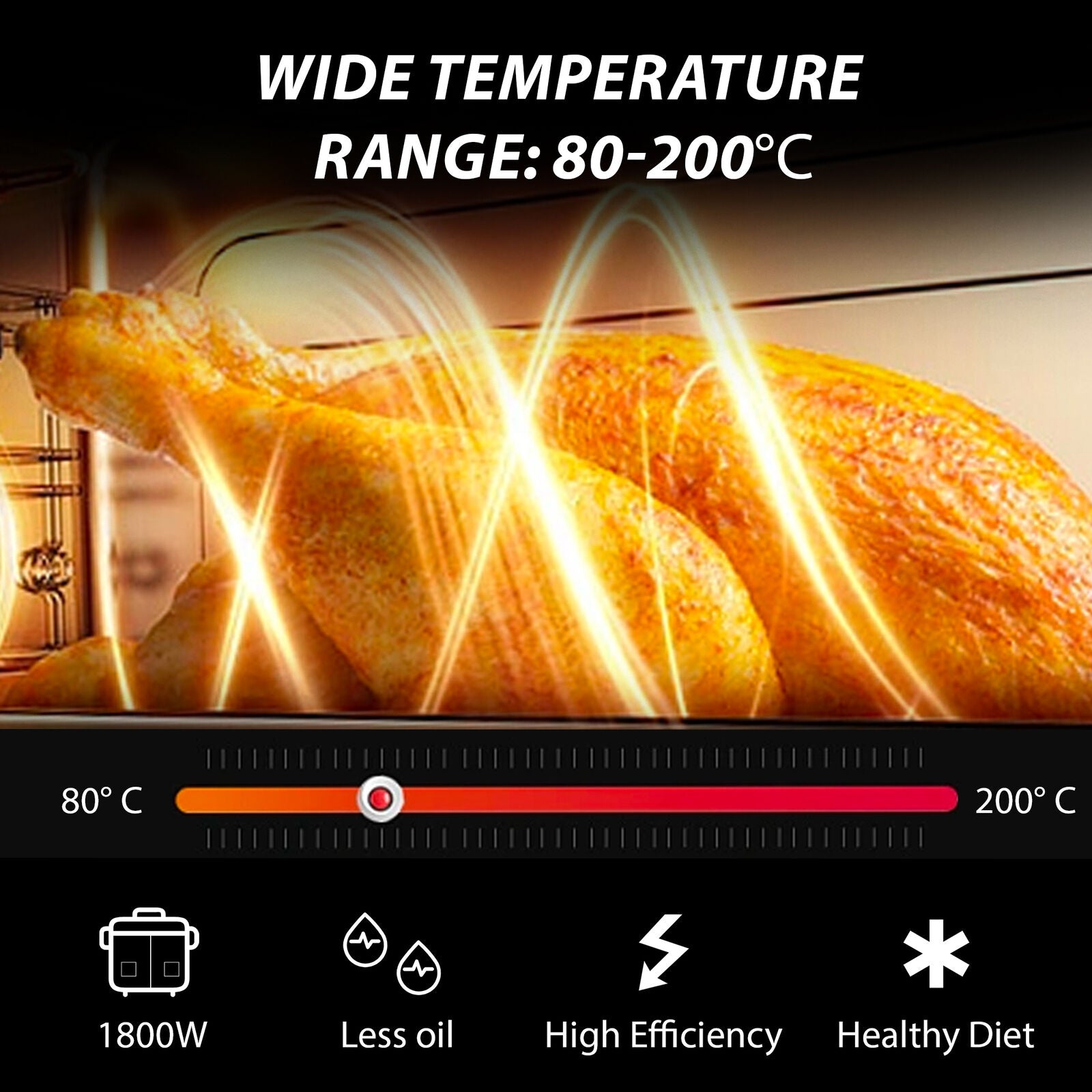 7.6L 1800W Air Fryer Double Digital Display Rapid Healthy Cooker Dual Basket UK