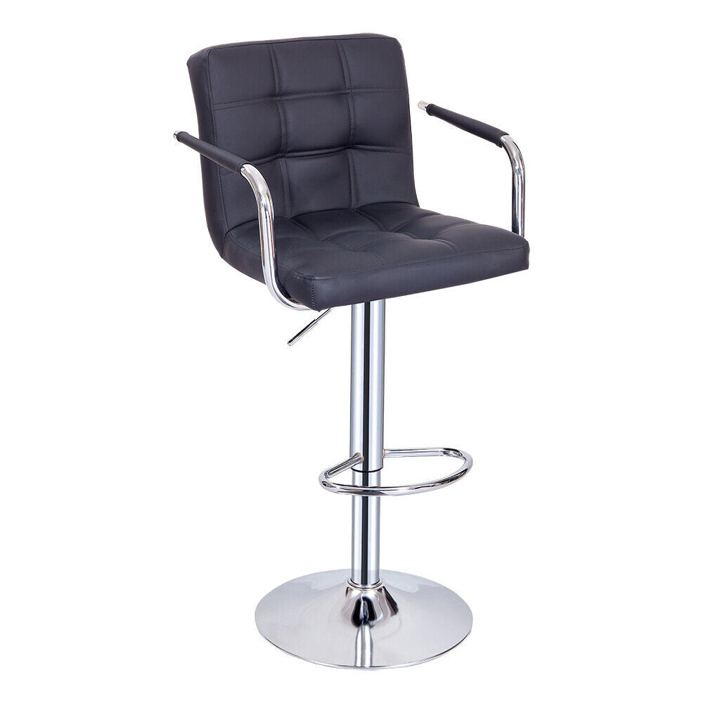 Bar Stools Set of 2 PU Leather Swivel Height Adjustable Bar Chairs With Backrest