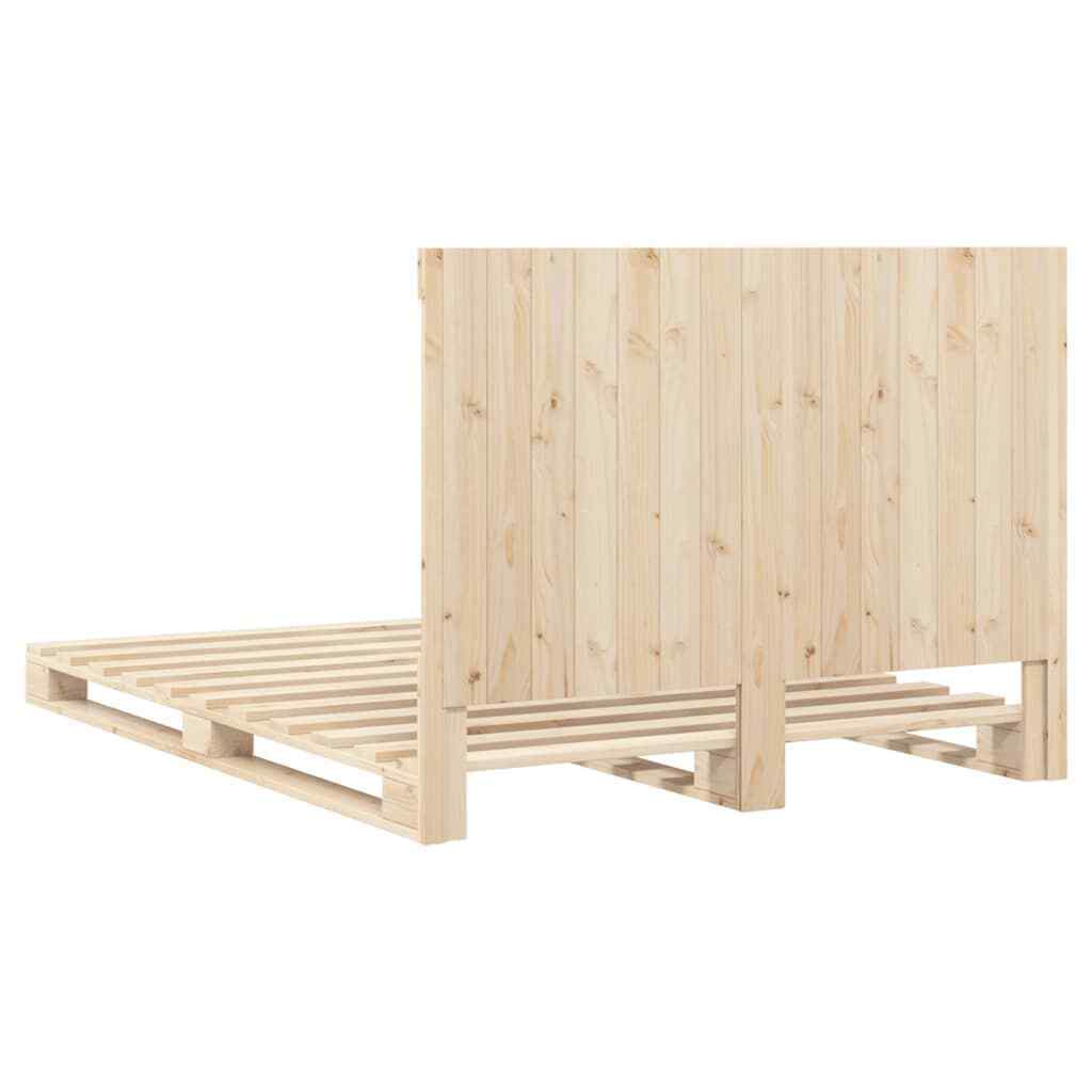 Bed Frame with Headboard 140x200 Solid Wood Pine K3Q9
