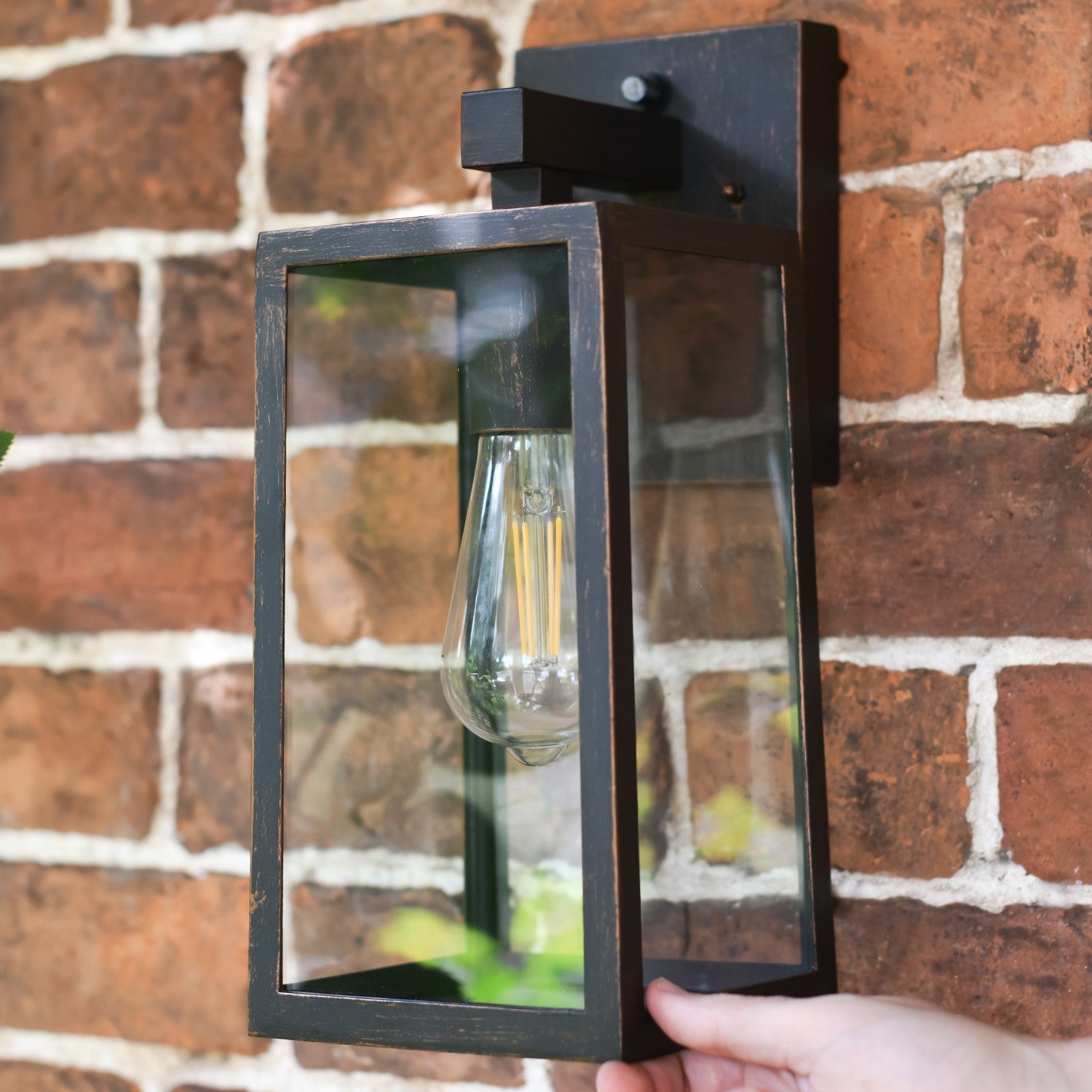 'Boîte' Copper Top Fix Wall Light Traditional Outdoor Garden Lantern IP44