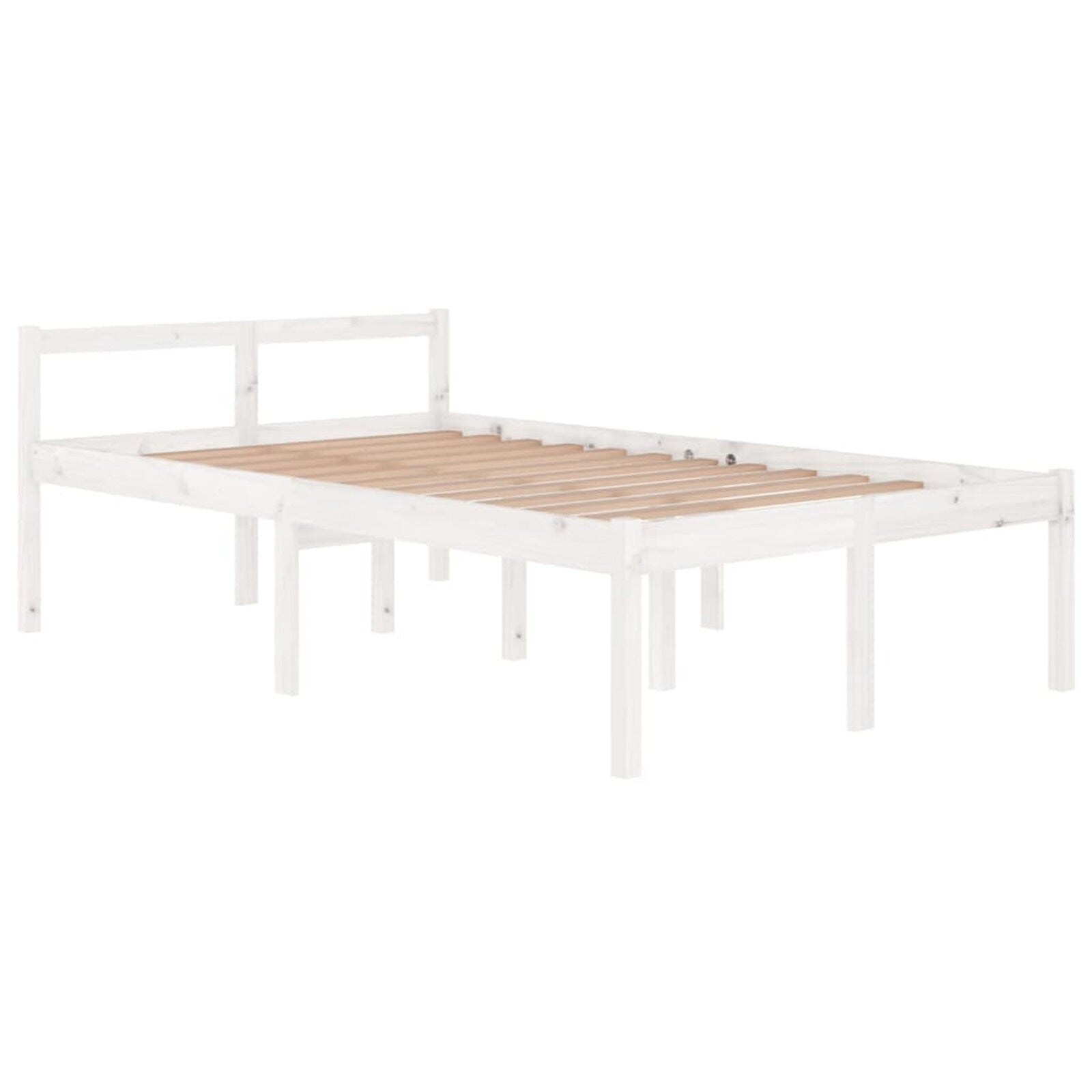 LAPOOH Bed Frame White Solid Wood Pine 120x200 ,Bed Frame,Bed Frame Modern P6B2