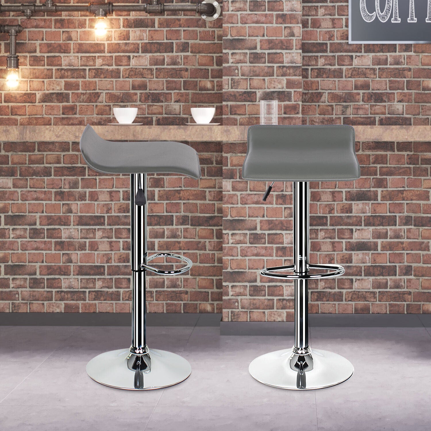 Bar Stools × 2 Padded Seat Faux Leather Swivel Home Kitchen Breakfast Muti Types