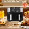 7.6L 1800W Air Fryer Double Digital Display Rapid Healthy Cooker Dual Basket UK