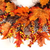 Autumn Fall Door Wreath Autumn Maple Leaf with LED Harvest Front Door Home Decor
