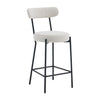 Bar Stools Set of 2 Boucle Fabric Breakfast Kitchen Islands Counter Chairs White