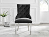 **Seconds** 2x Belgravia Black Velvet Knockerback Dining Chairs Silver Leg