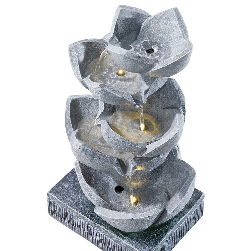 Solar Powered Garden Water Feature Outdoor Solar Fountain Cascading Waterfall