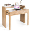 Costway Extending Writing Desk Console Table Wood Study Workstation w/2 Drawers
