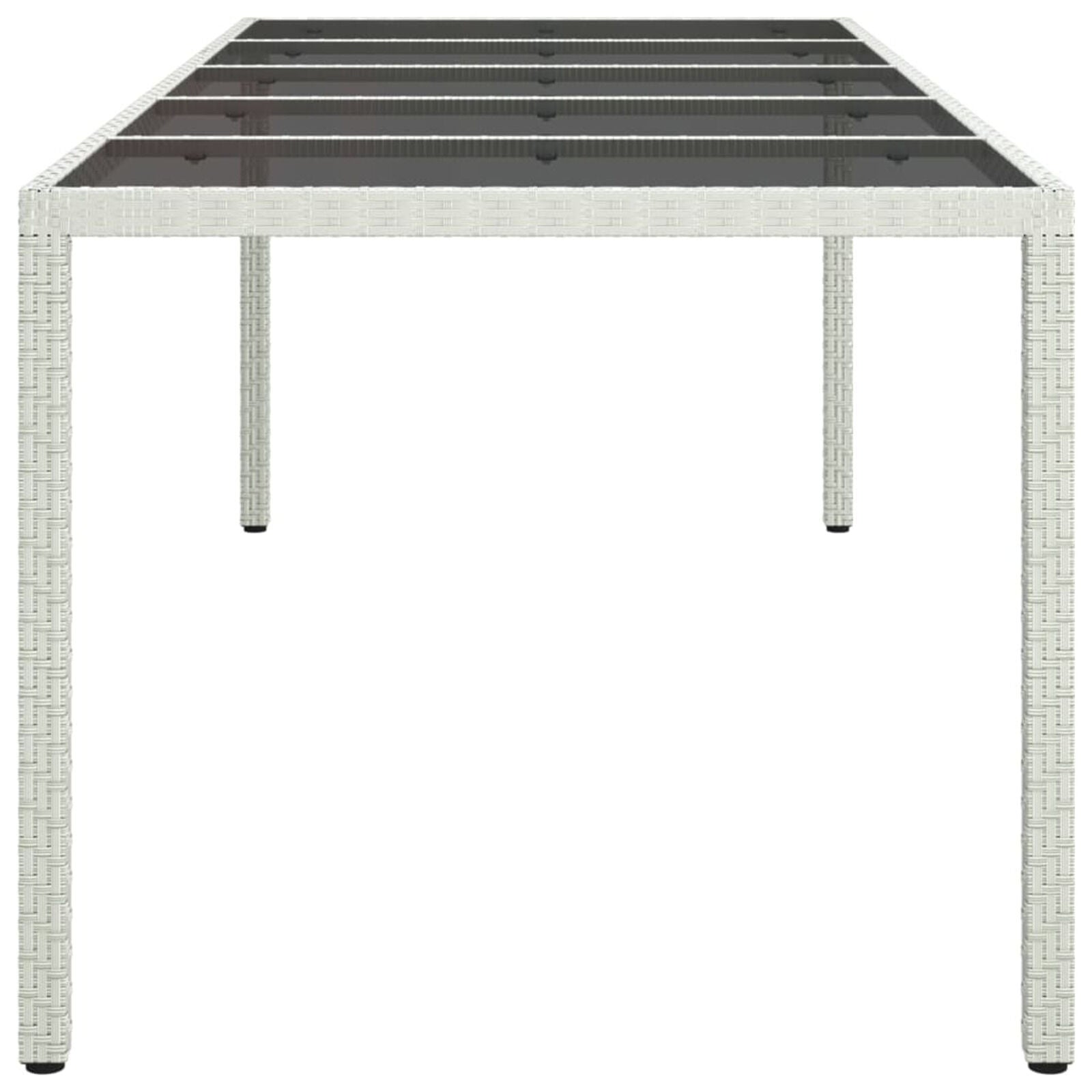 BaraSh Garden Table White 250x100x75 Poly Rattan and Tempered Glass, E4Y1
