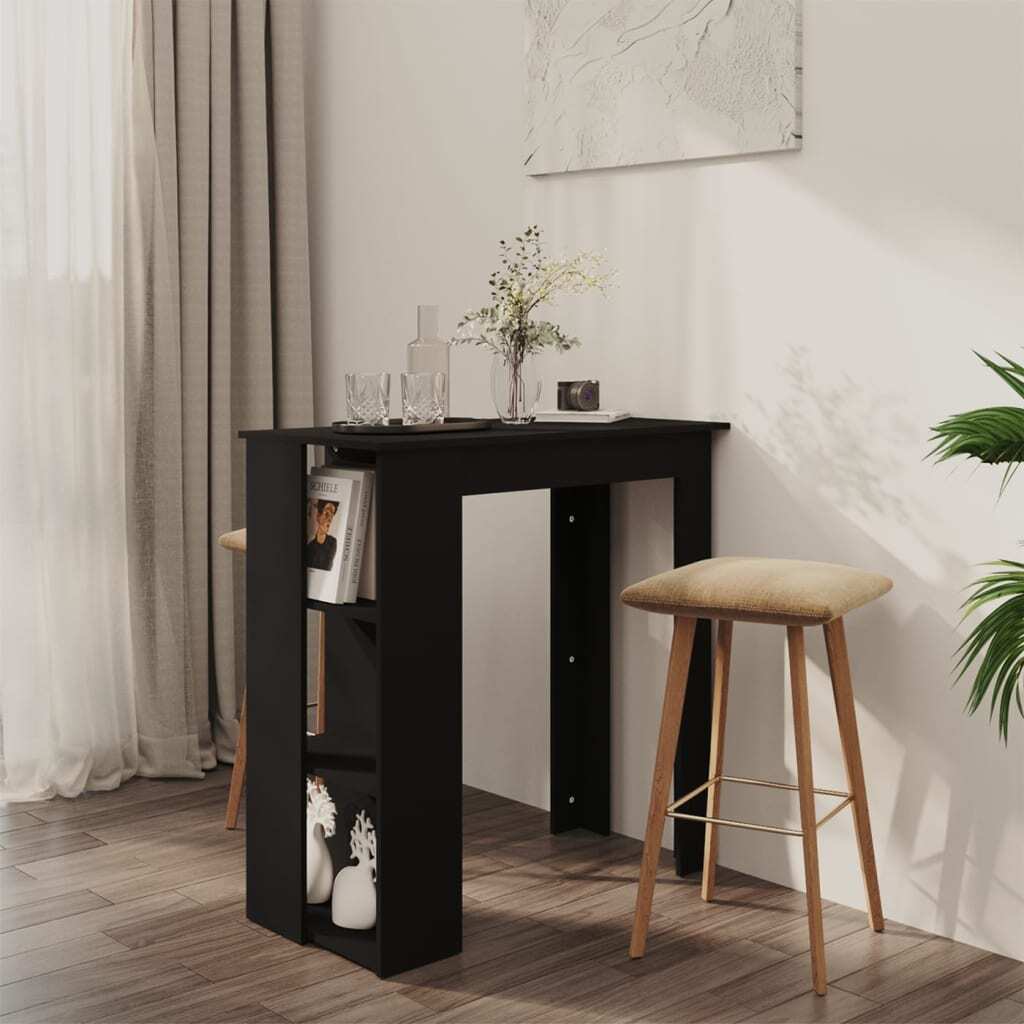 Bar Table with Shelf Black 102x50x103.5 cm Engineered Wood HOT