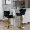Bar Stools Set of 2 Adjustable Height 360° Swivel Tufted Pub Bar Chairs Black