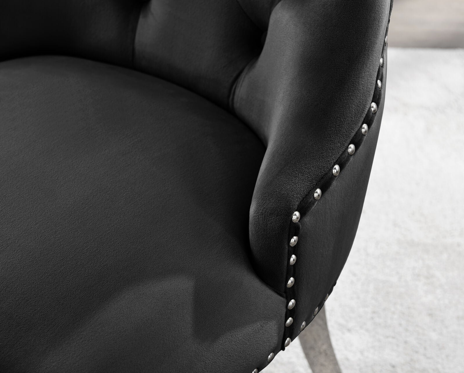 **Seconds** 2x Belgravia Black Velvet Knockerback Dining Chairs Silver Leg