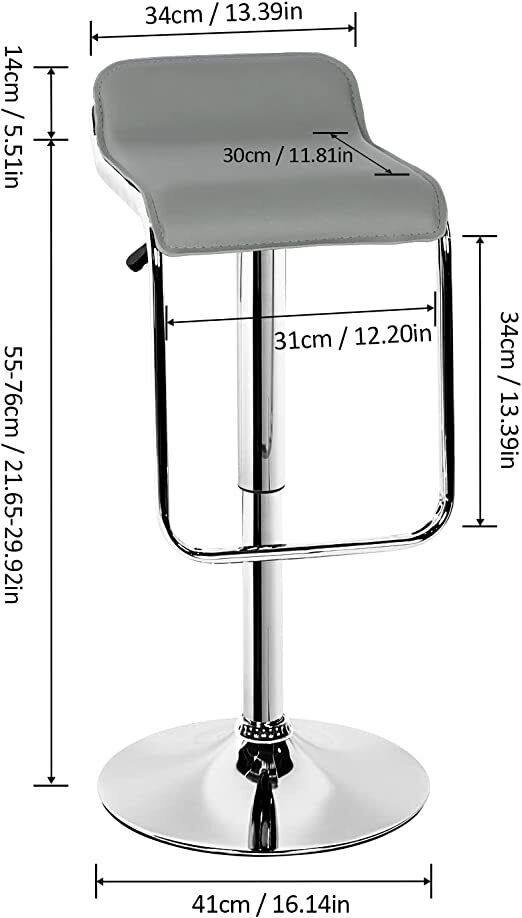 Bar Stools × 2 Padded Seat Faux Leather Swivel Home Kitchen Breakfast Muti Types