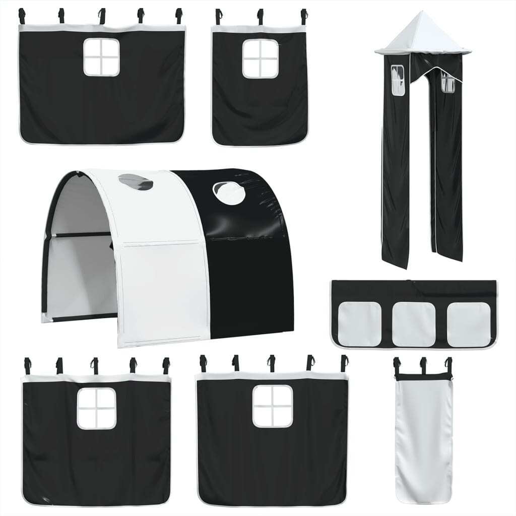 ' Loft Bed with Tower White&Black 90x200 Solid Wood Pine T8E2