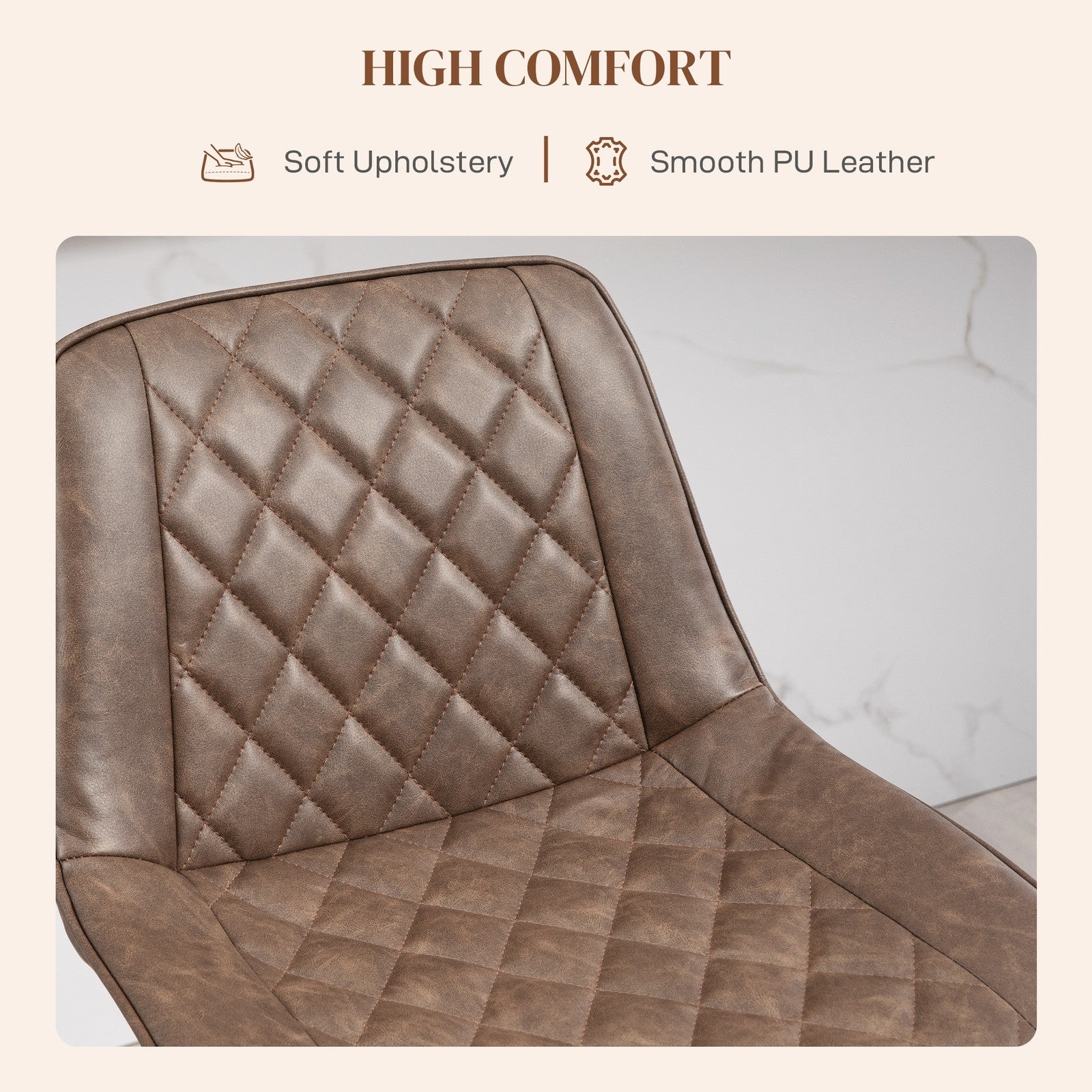 Bar Stools Set of 2, Adjustable Bar Chairs Swivel for Kitchen Brown