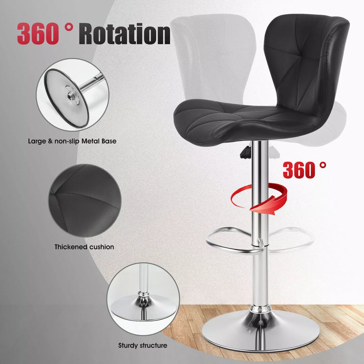 2 X BAR STOOLS KITCHEN SWIVEL PU LEATHER STOOLS DINING ROOM BREAKFAST PUB CHAIRS