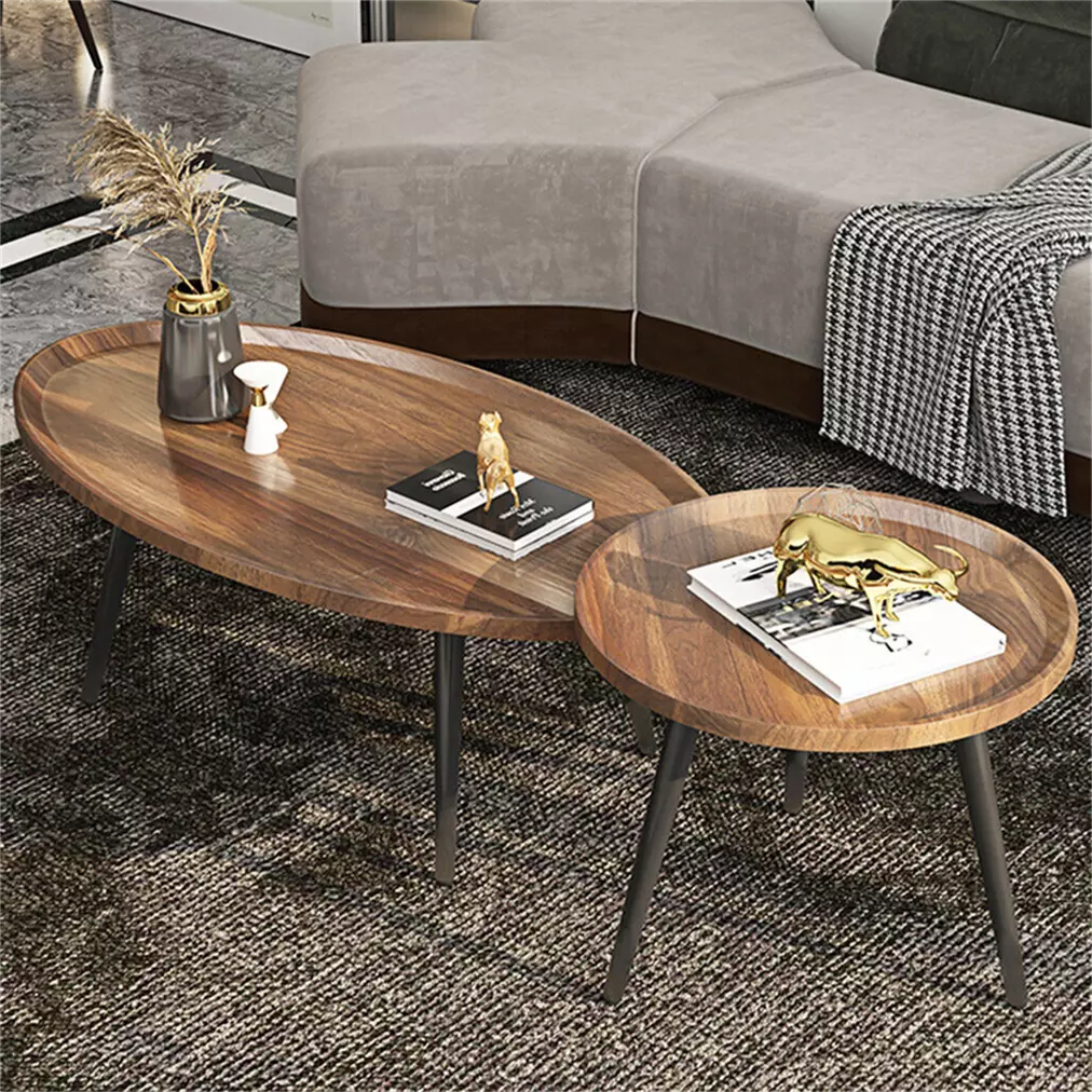Set of 2 Nesting Tables Stackable Side Table Industrial Living Room Furniture UK