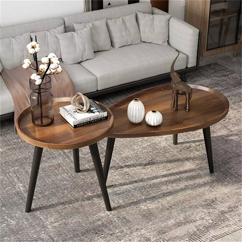 Set of 2 Nesting Tables Stackable Side Table Industrial Living Room Furniture UK