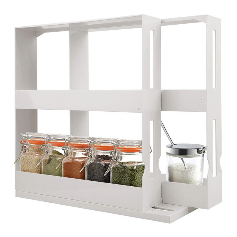 Rotating Jars Spice Rack Kitchen Seasoning Storage Cupboard Cabinet Organizer