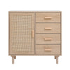 1 Door 2 Shleves 4 Drawer Sideboard Unit Storage Cabinet Compact Cupboard Rattan