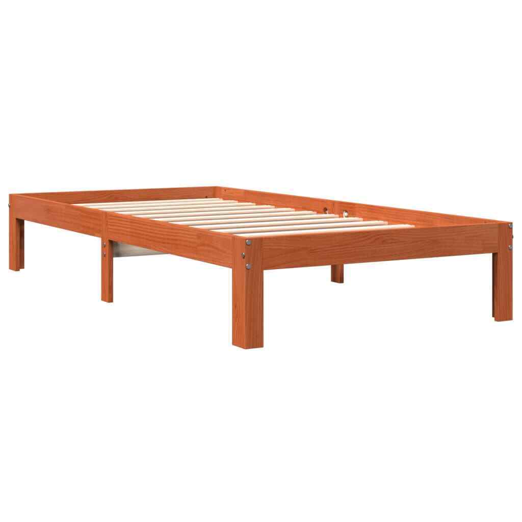 BaraSh Bed Frame Wax Brown 90x200 Solid Wood Pine,Platform Bed Frame,For Y7Q2