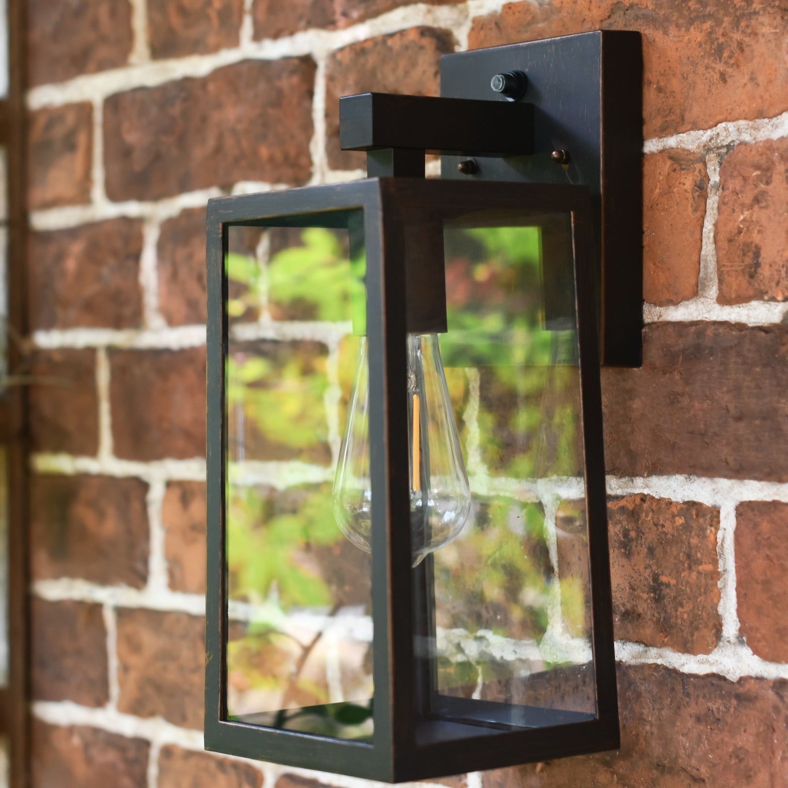 'Boîte' Copper Top Fix Wall Light Traditional Outdoor Garden Lantern IP44