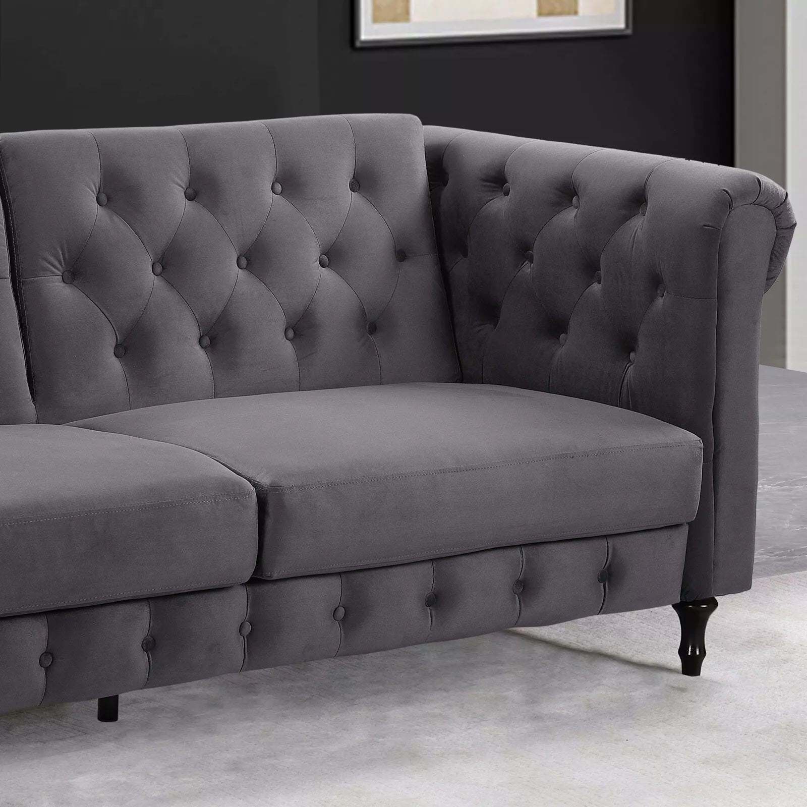 Sofa Bed Velvet Chesterfield 3 Seater Style Green Blue Grey Sofabed Button Back