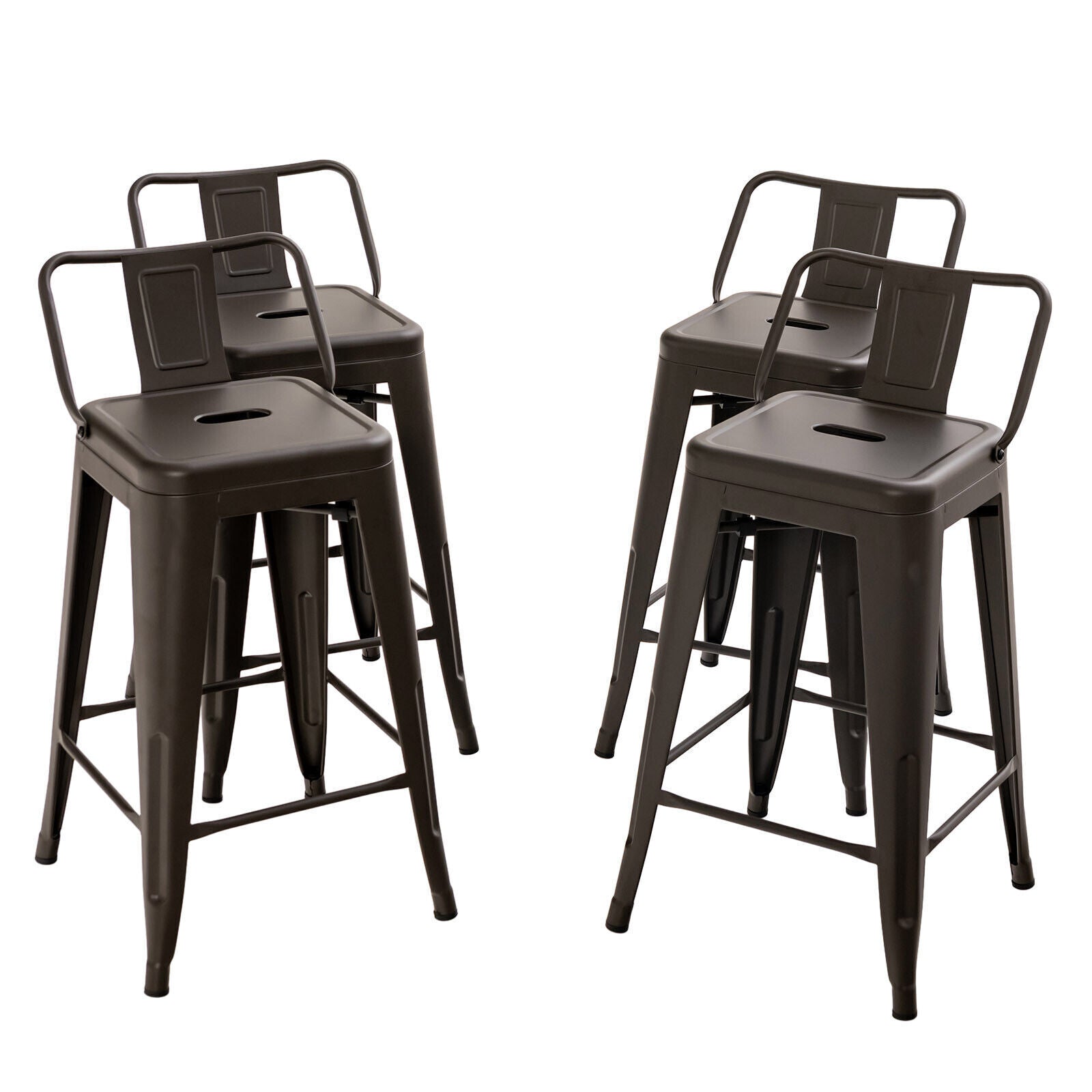 Bar Stools Set of 4 Restaurant Metal Dining Chairs Side Chairs w/Removable Back