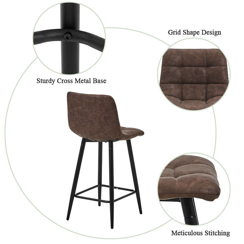 Bar Stools X2 Faux Leather Bar Chairs With Footrest Kitchen Furniture Modern