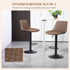 Bar Stools Set of 2, Adjustable Bar Chairs Swivel for Kitchen Brown