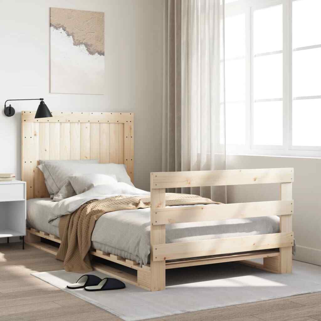 BaraSh Bed Frame with Headboard 100x200 Solid Wood Pine,Platform Bed B0B8