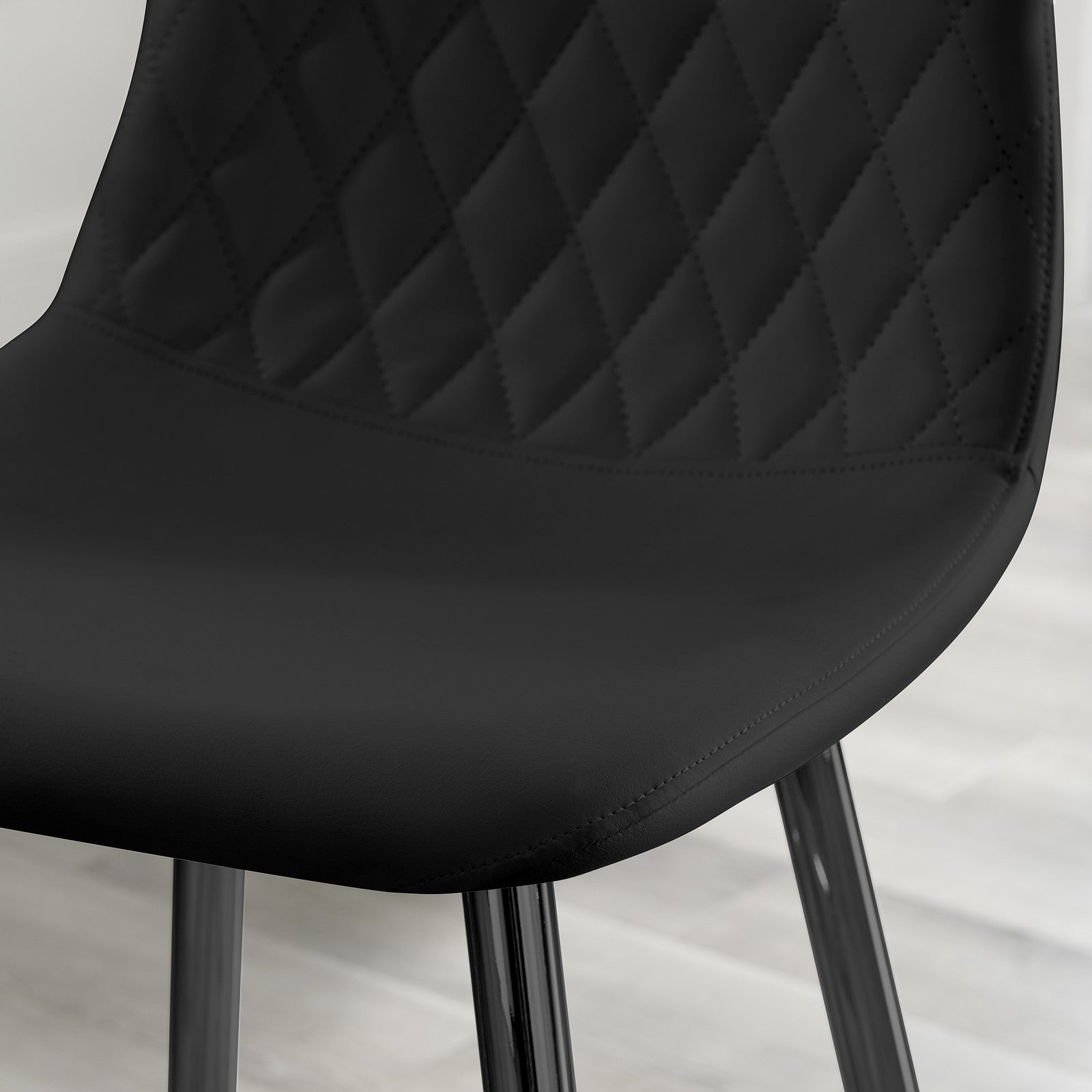 **Seconds** Corona Black Faux Leather Bar Chair With Black Legs Set of 2