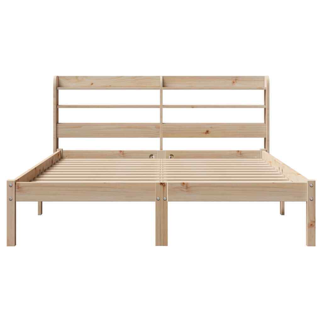 Bed Frame with Headboard 140x200 Solid Wood Pine H6U5