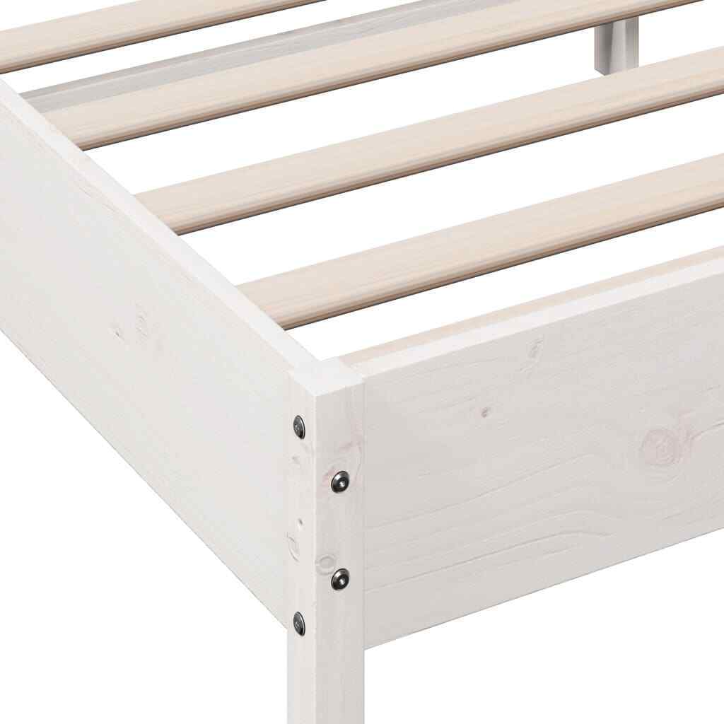 BaraSh Bed Frame with Headboard White 75x190 Small Solid Wood D8Z9