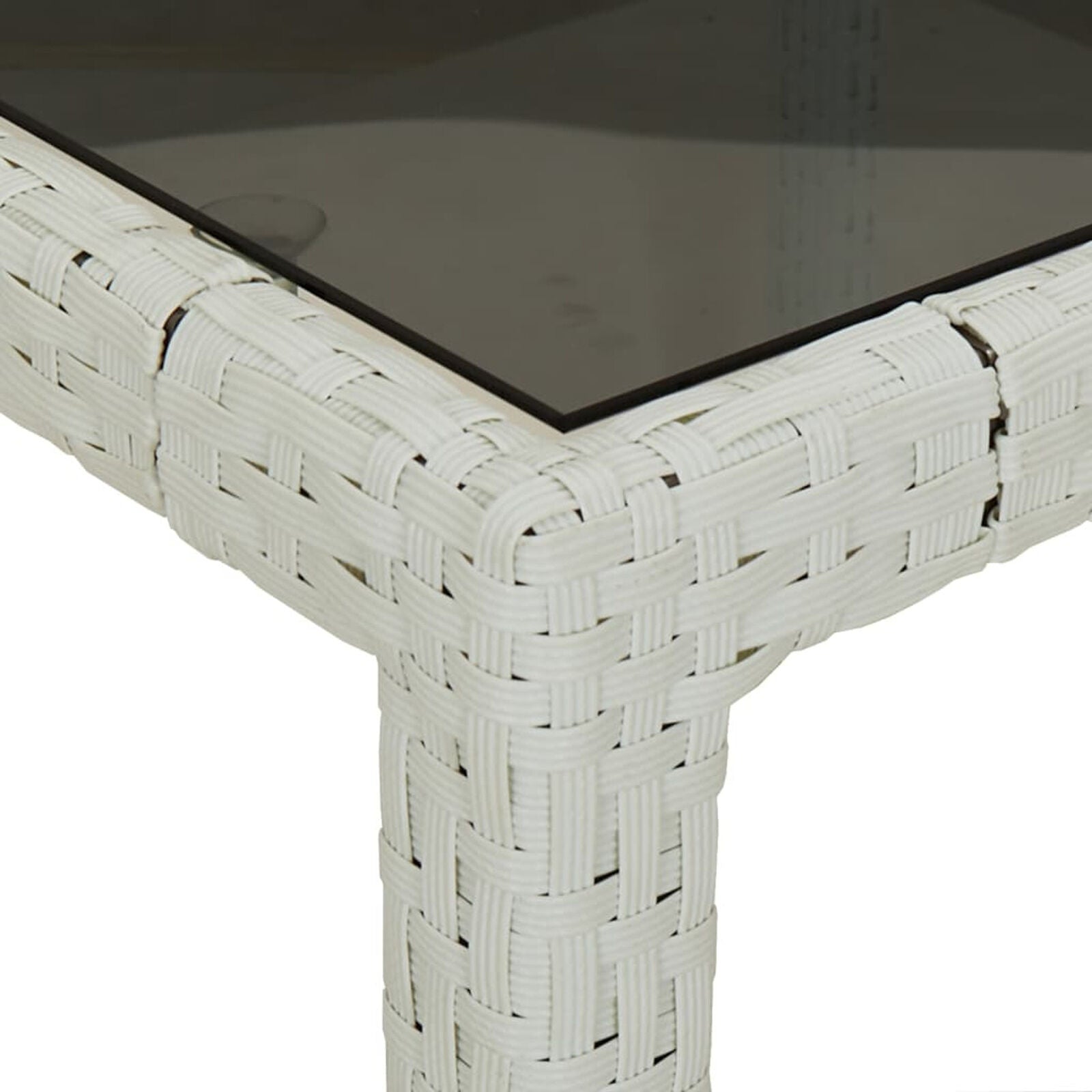 BaraSh Garden Table White 250x100x75 Poly Rattan and Tempered Glass, E4Y1