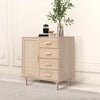 1 Door 2 Shleves 4 Drawer Sideboard Unit Storage Cabinet Compact Cupboard Rattan