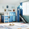 ' Loft Bed with Tower Blue 90x200 Solid Wood Pine Q0V1