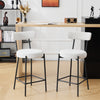 Bar Stools Set of 2 Upholstered Kitchen Bar Stools with Backrest and Footrest