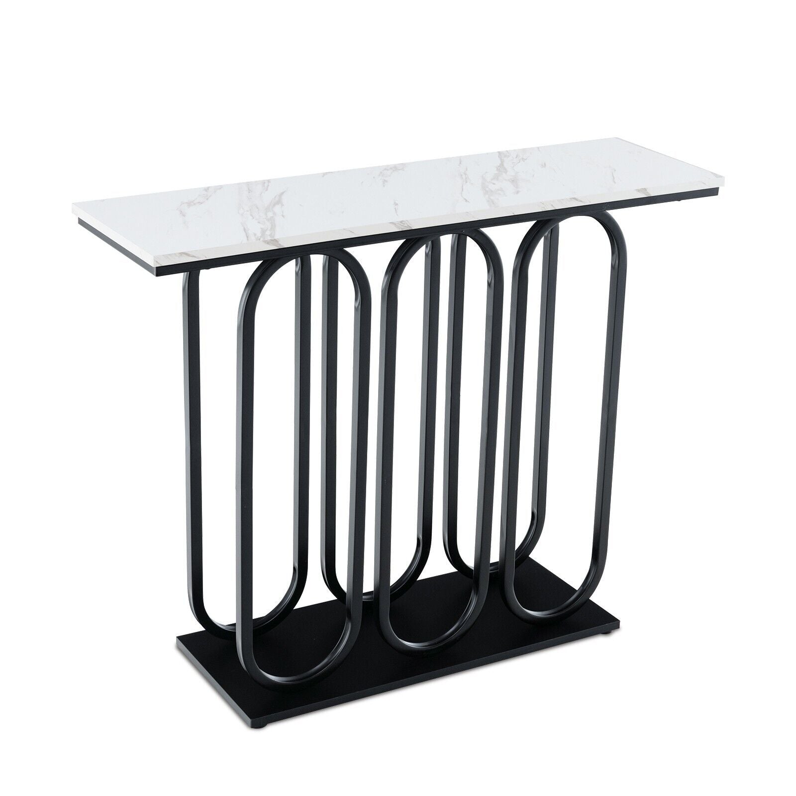 100cm Modern Console Table Faux Marble Narrow Entryway Hallway Table Accent Desk