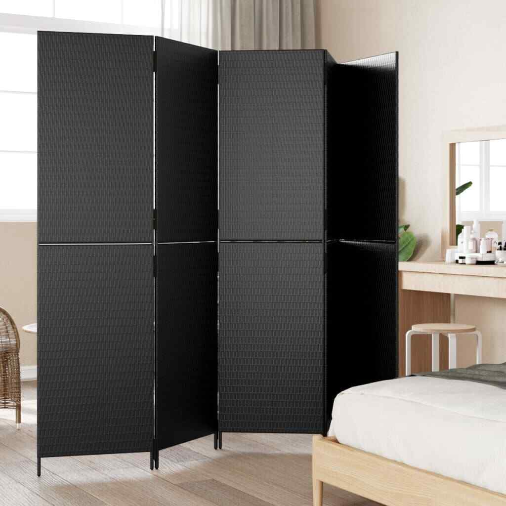 ' Multipurpose Indoor & Poly Rattan Room Divider - Black, Easy to Fold, D2V3