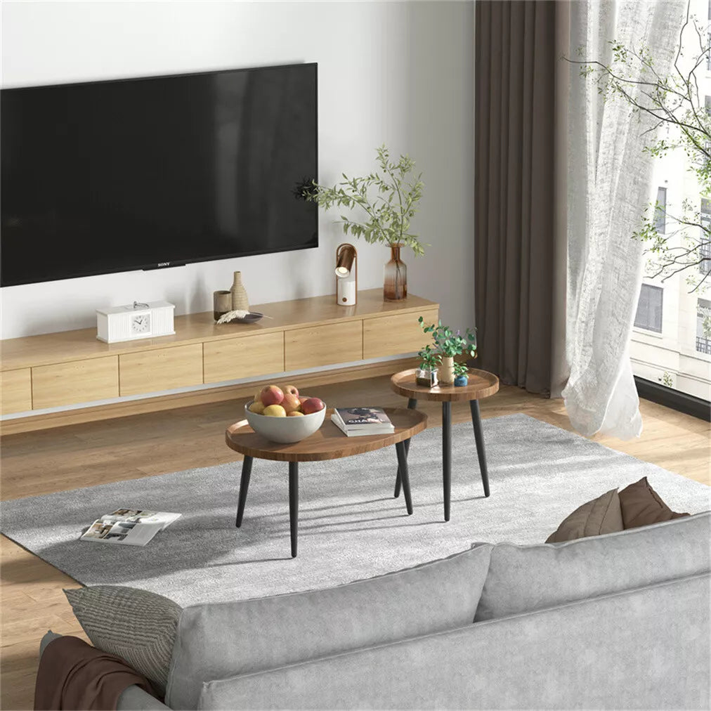 Set of 2 Nesting Tables Stackable Side Table Industrial Living Room Furniture UK