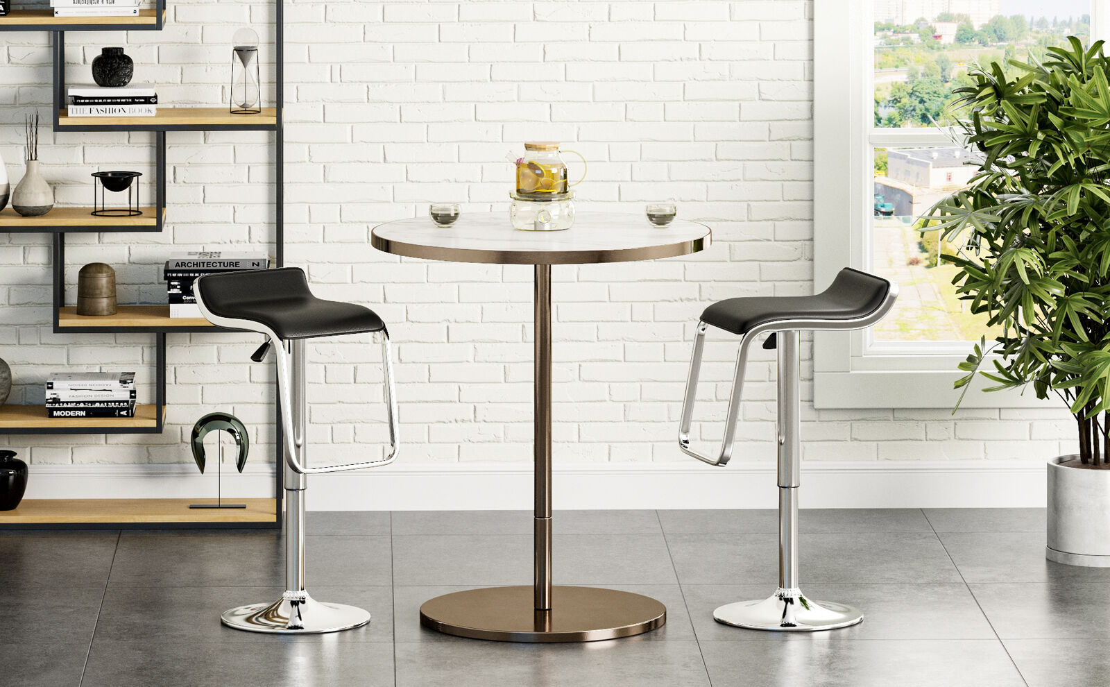 Bar Stools × 2 Padded Seat Faux Leather Swivel Home Kitchen Breakfast Muti Types