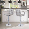 Bar Stools Set of 2 PU Leather Swivel Height Adjustable Bar Chairs With Backrest