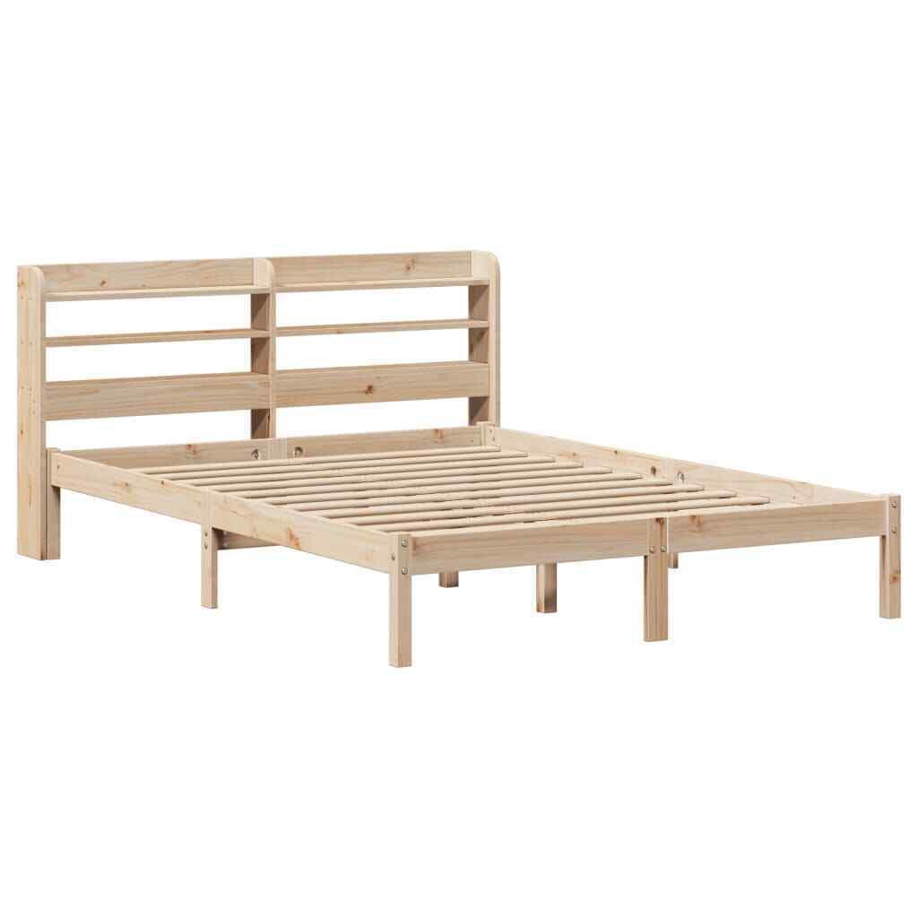 Bed Frame with Headboard 140x200 Solid Wood Pine H6U5