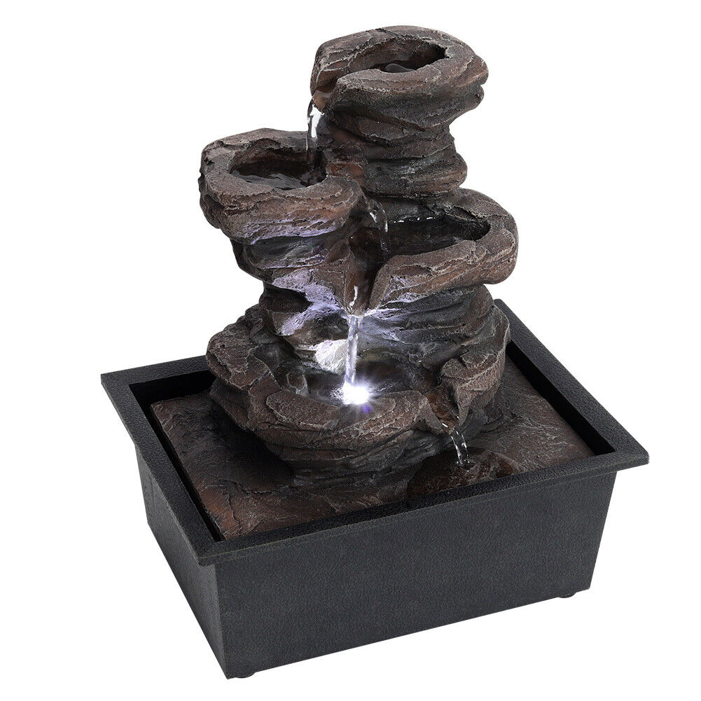 Garden Water Feature Fountain LED Lights Indoor Outdoor Statue Electric Powered